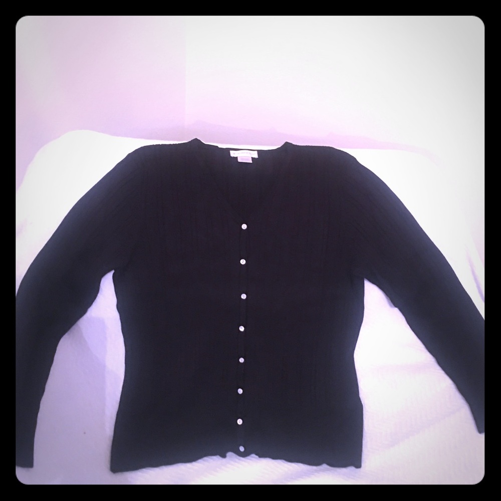 Worthington Black Button Sweater